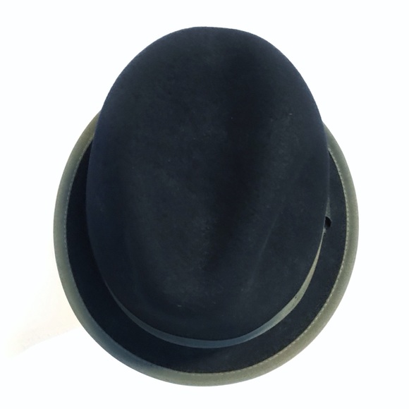 Rag & Bone Cuban Style Fedora Navy Grey Trim Wool - Picture 4 of 5